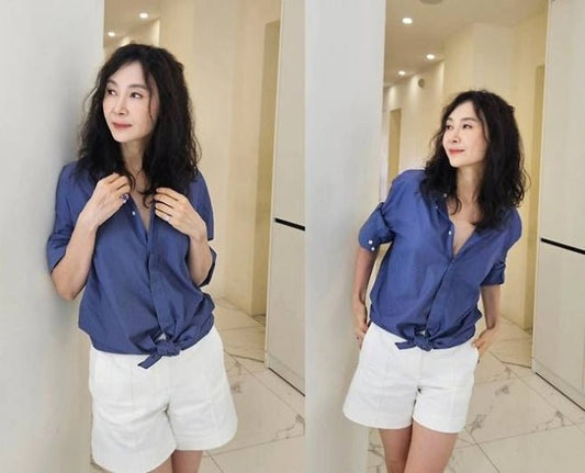 Chae Shi-ra Dazzles Fans with Natural Beauty in Stylish Button-Down Shirt and Shorts Look - OUR K-POP