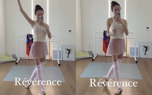 Former ballerina Yoon Hye-jin showcases her enduring ballet skills in a captivating social media post while discussing health and fitness challenges. - OUR K-POP