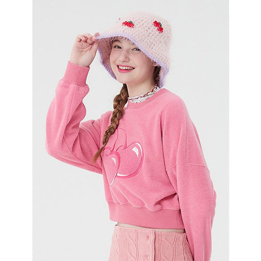 Big Cherry Fleece Crop Sweatshirt [PIA][Free] - OUR K - POP