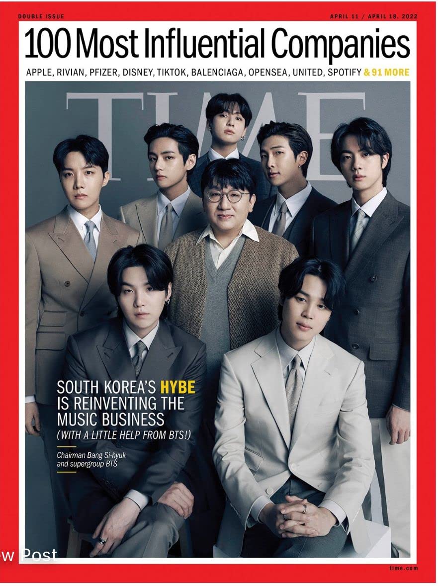 Time Magazine (April 11, 2022) South Korea's HYBE is Reinventing the Music Business Chairman Bang Si - hyuk and Supergroup BTS - OUR K - POP